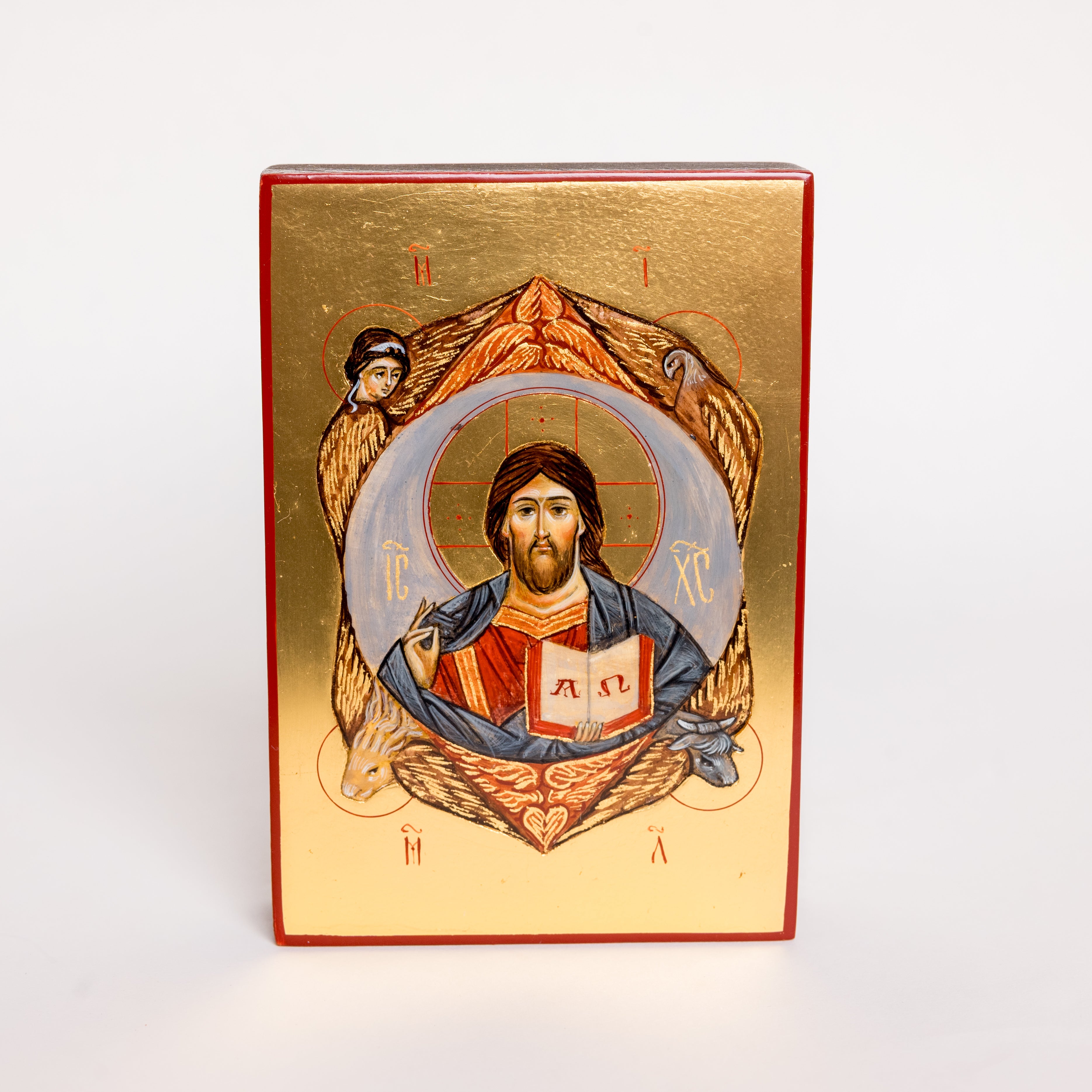 Pantocrator con Evangelistas- Icono Pintado a Mano