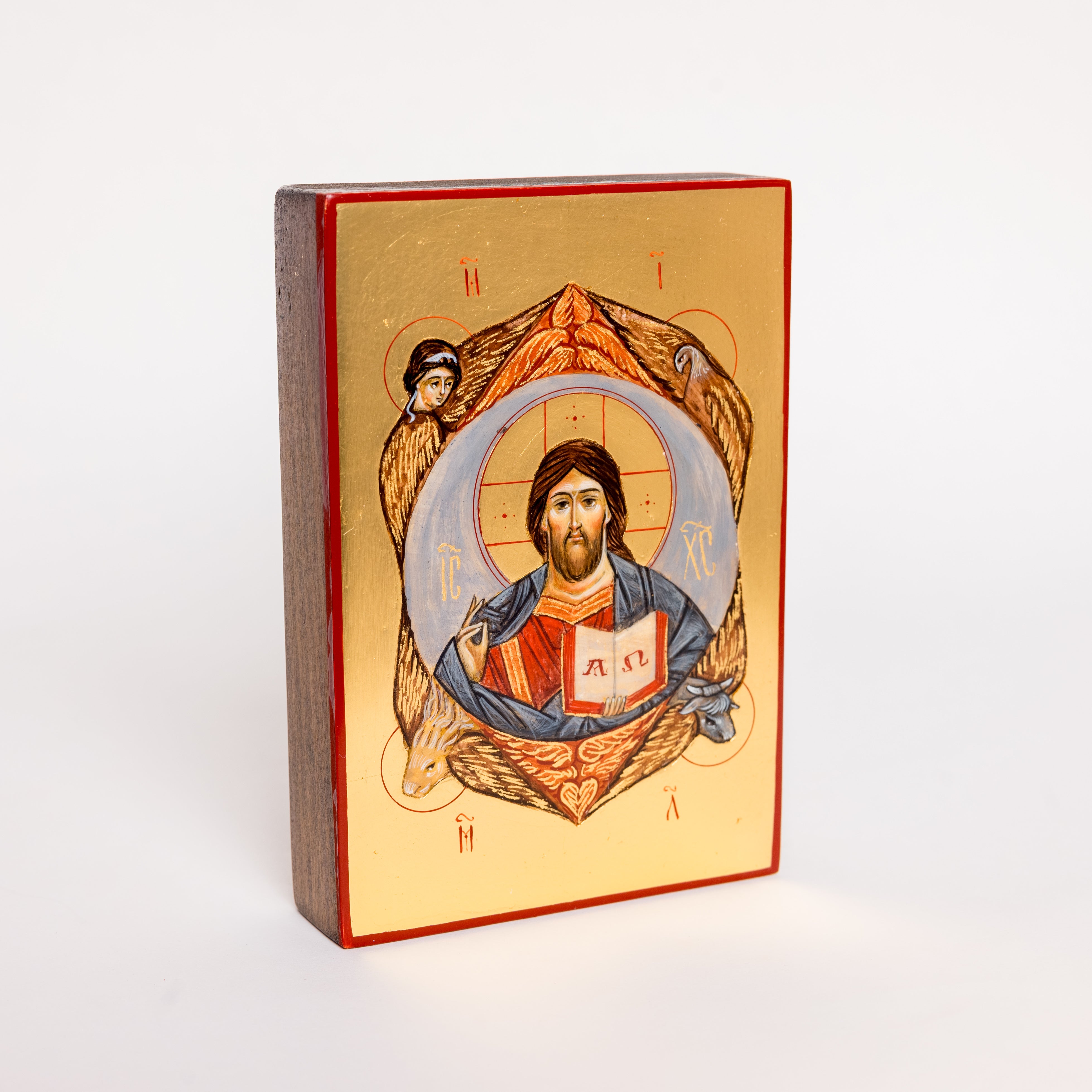 Pantocrator con Evangelistas- Icono Pintado a Mano
