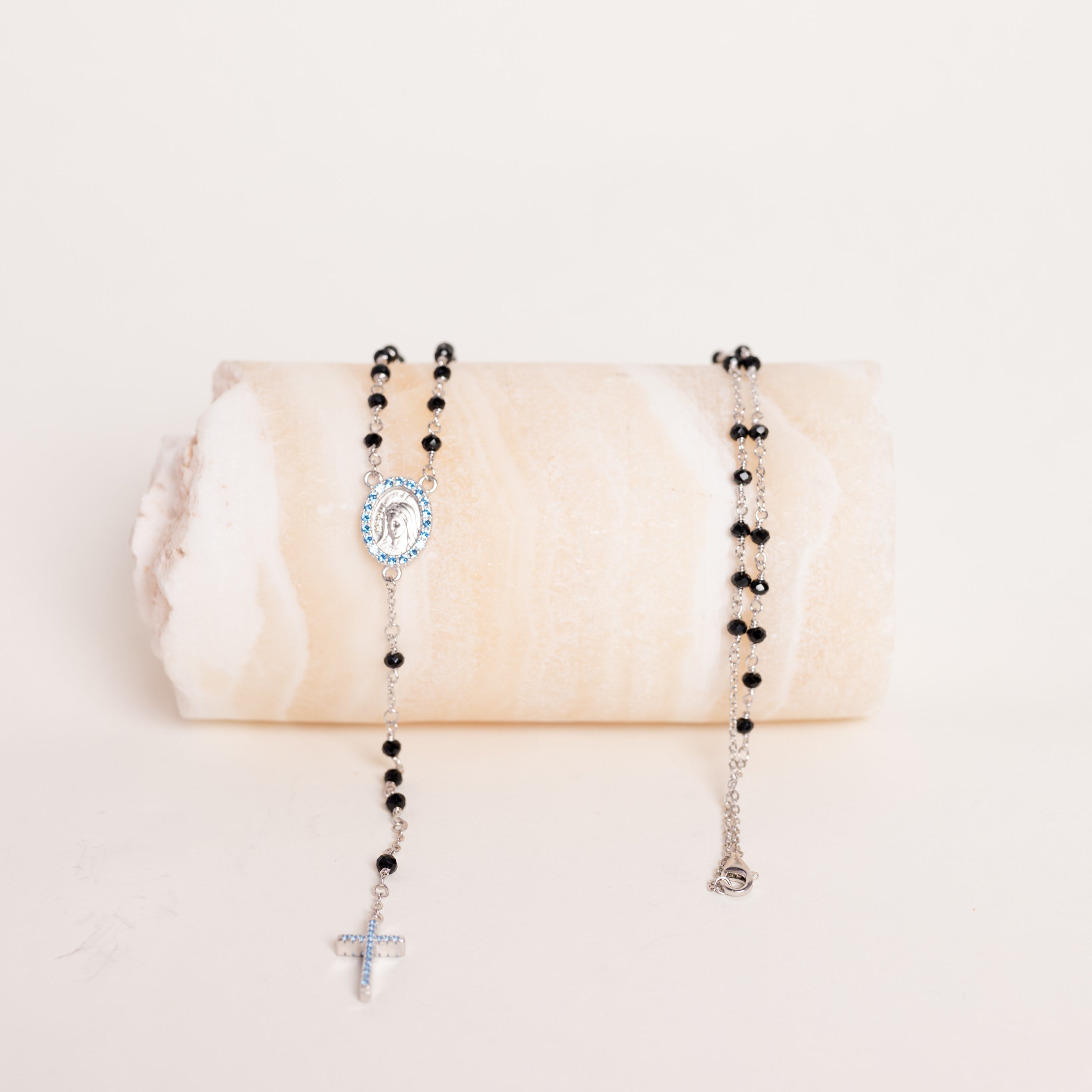 Collar Rosario Zirconia Azul