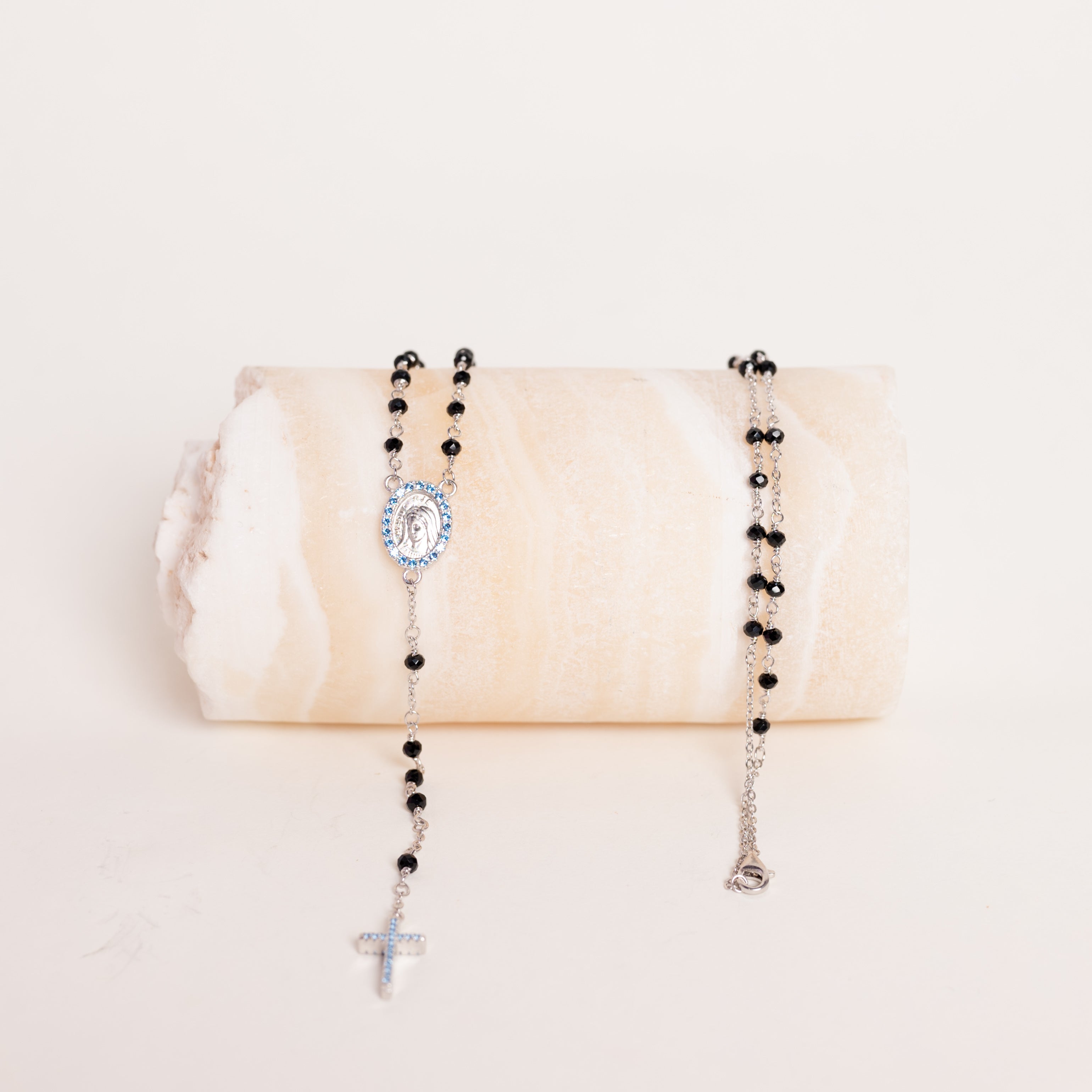 Collar Rosario Zirconia Azul