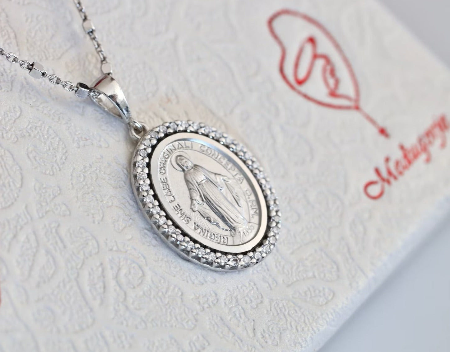 Medalla Milagrosa Plata con Zirconia