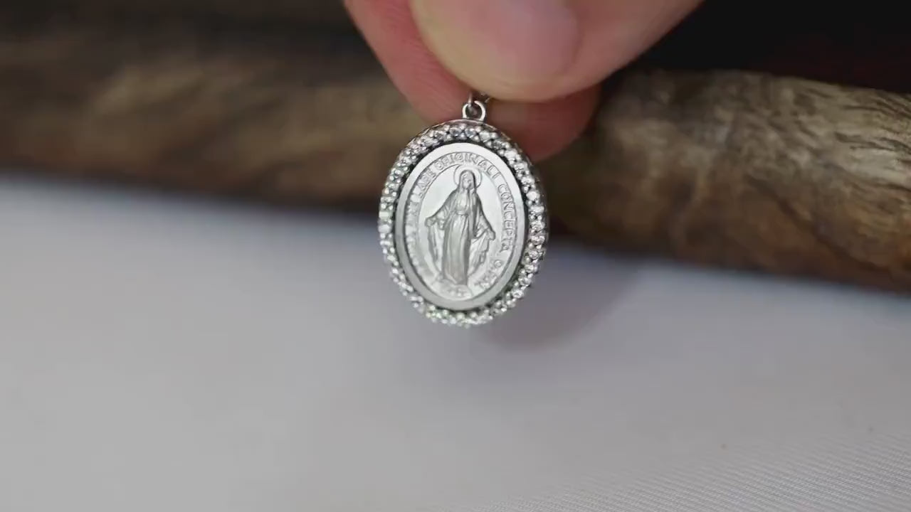Medalla Milagrosa Plata con Zirconia