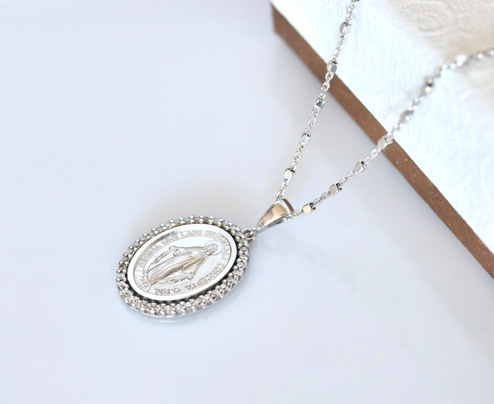 Medalla Milagrosa Plata con Zirconia